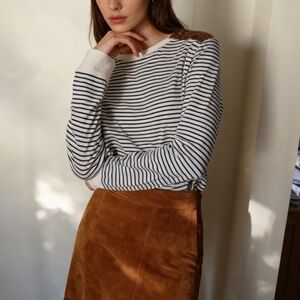 Lauren Ralph Lauren Navy and White Striped Long Sleeve Top